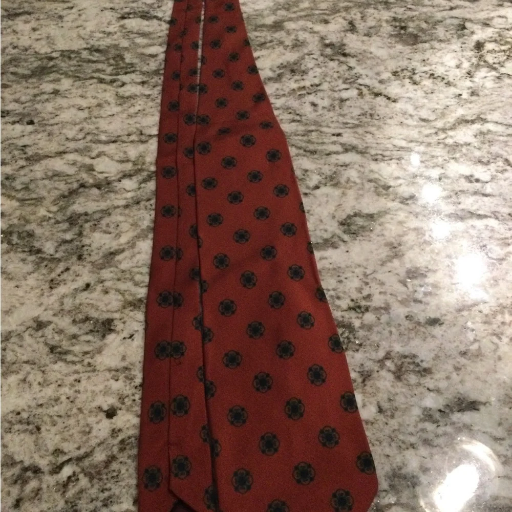 Giorgio Armani Burnt Orange Floral Medallion Silk Tie